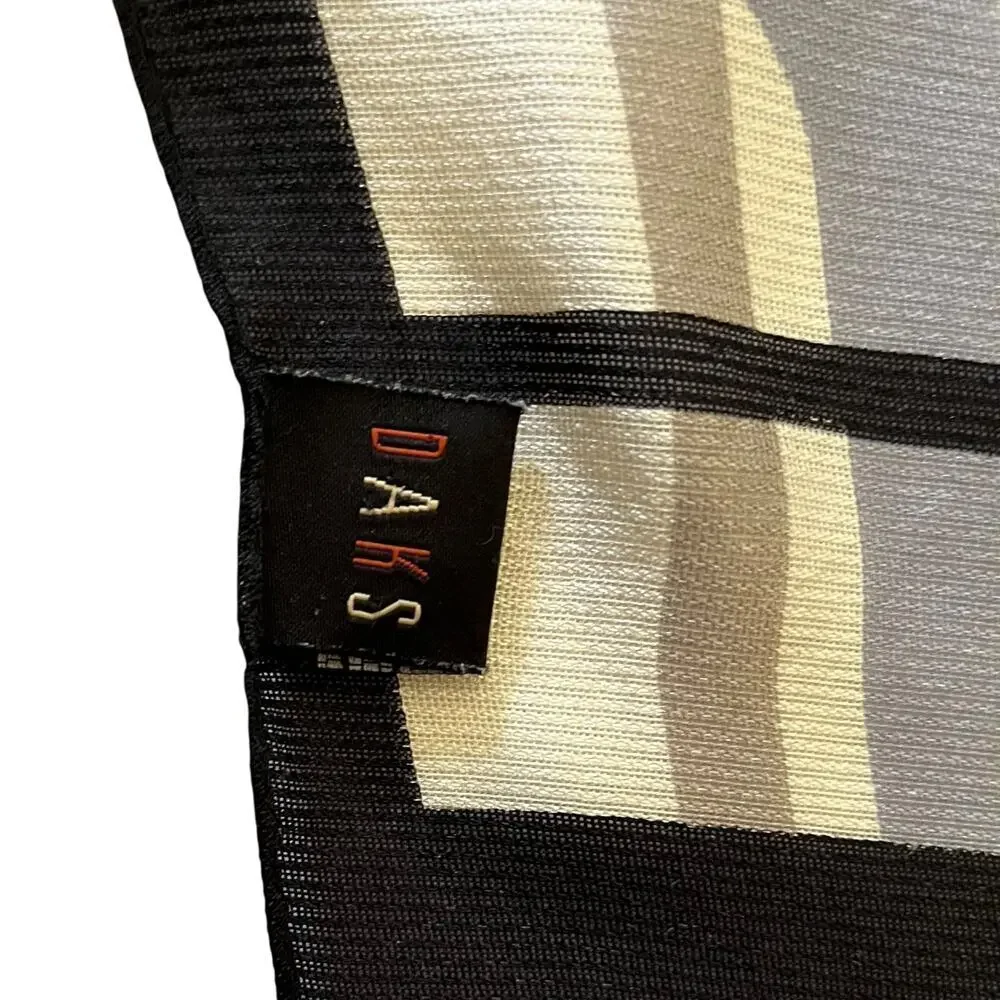Vintage DAKS London Silk Windowpane Print Long Rectangle Scarf Shawl